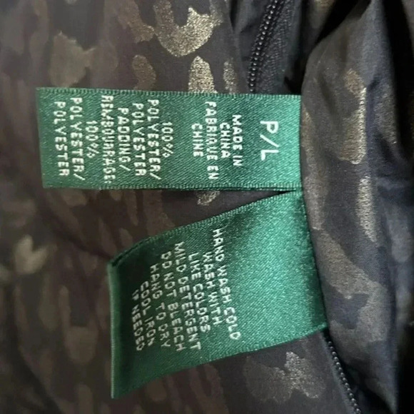 Lauren Ralph Lauren Reversible Black/Leopard Print Puffer Vest, Fall Vest - Picture 9 of 12